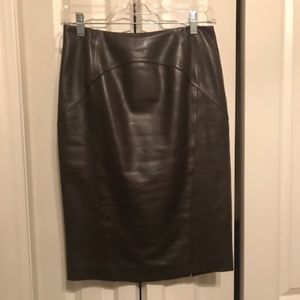Lafayette 148 Brown Leather Skirt
